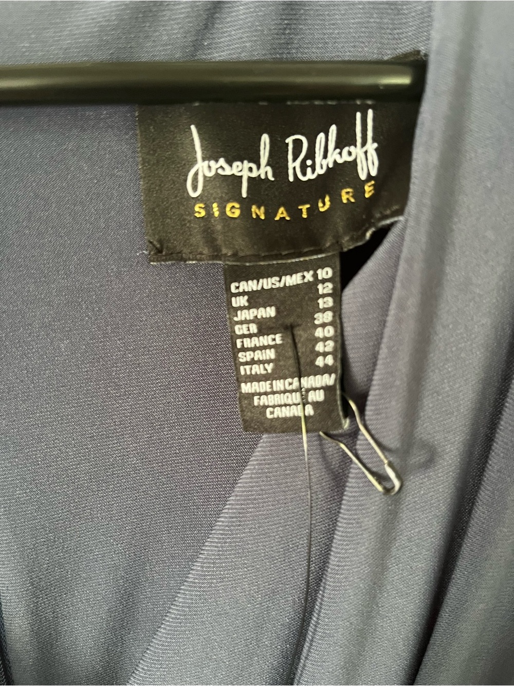 Joseph Ribkoff Navy Wrap-Detail Midi Dress with Gold Accent - Picture 2 of 3